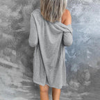 Women's Mid-Thigh Open Front Cardigan with Snap Buttons, view 4