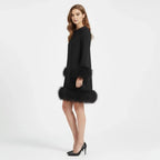 Women's Mini Dress with Faux Fur Hem and Cuffs, view 2