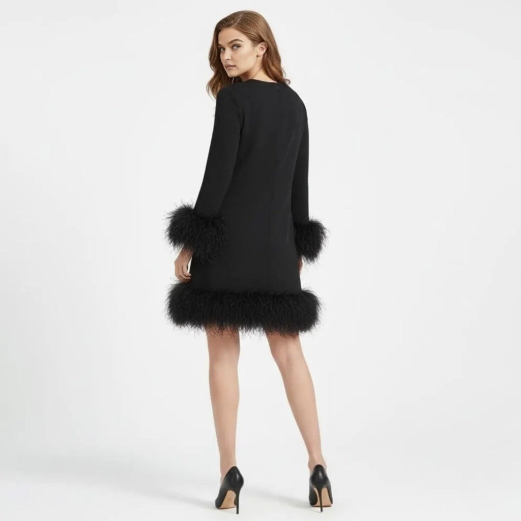 Women's Mini Dress with Faux Fur Hem and Cuffs, view 3