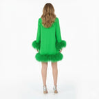 Women's Mini Dress with Faux Fur Hem and Cuffs, view 6