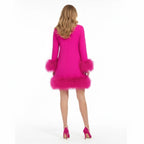 Women's Mini Dress with Faux Fur Hem and Cuffs, view 9
