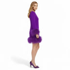 Women's Mini Dress with Faux Fur Hem and Cuffs, view 11