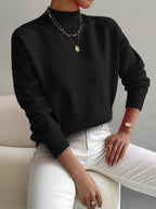 Women's Mock Neck Jumper with Ribbed Cuffs, Black, view 6