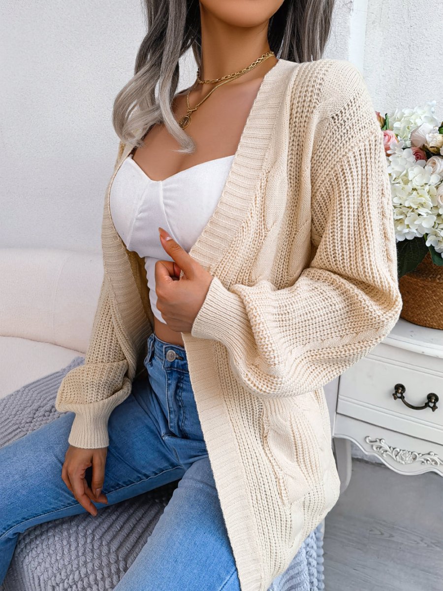 Women's Oversized Cable Knit Cardigan with Pockets, view 2