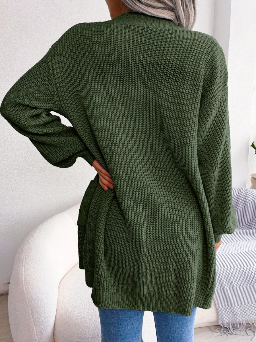 Women's Oversized Cable Knit Cardigan with Pockets, view 4
