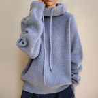 Women's Oversized Chunky-Knit Hoodie with Drawstring, view 5