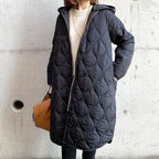 Women's Oversized Hooded Coat with Curved Quilting, Dark Grey, view 2