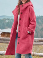 Women's Oversized Hooded Teddy Coat, Pink, view 1