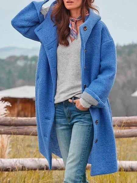 Women's Oversized Hooded Teddy Coat, Blue, view 3