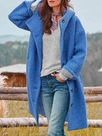 Women's Oversized Hooded Teddy Coat, Blue, view 3