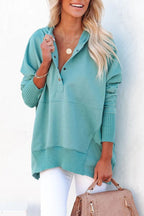 Women's Oversized Hoodie with Snap Placket and Ribbed Sleeves, view 12