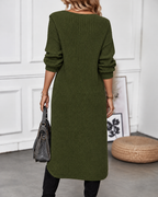 Women's Oversized Knit Dress with Wrap Split Hem, view 3