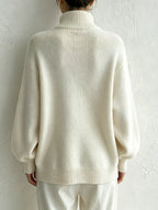 Women's Oversized Turtleneck Jumper with Diagonal Buttons, view 2