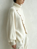 Women's Oversized Turtleneck Jumper with Diagonal Buttons, view 3