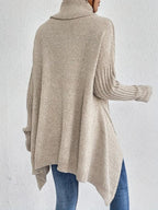 Women's Oversized Turtleneck Jumper with Side Slits, view 4