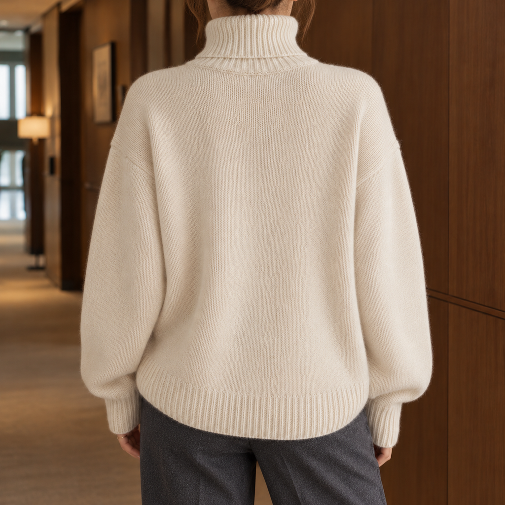 Women's Oversized Turtleneck Wool-Effect Knit Jumper, view 3