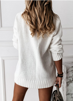 Women's Oversized V-Neck Jumper with Ribbed Cuffs, view 2