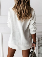Women's Oversized V-Neck Jumper with Ribbed Trim, view 3