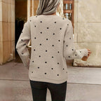 Women's Polka Dot Knit Jumper with Crew Neck and Ribbed Cuffs, view 2