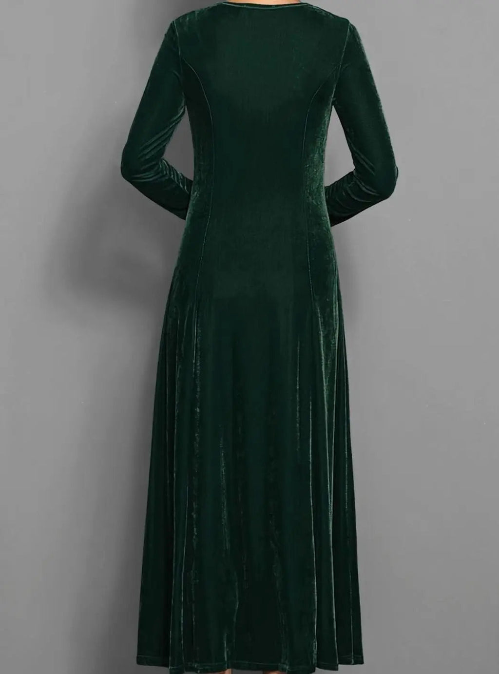 Women's Red Velvet-Style Long Sleeve Maxi Dress, view 4