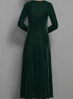 Women's Red Velvet-Style Long Sleeve Maxi Dress, view 4