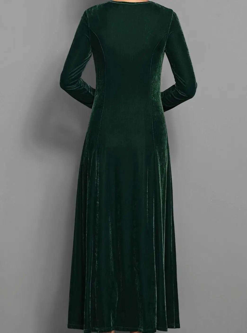 Women's Red Velvet-Style Long Sleeve Maxi Dress, view 4
