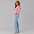 Women's Relaxed Henley Jumper with Ribbed Cuffs, view 3
