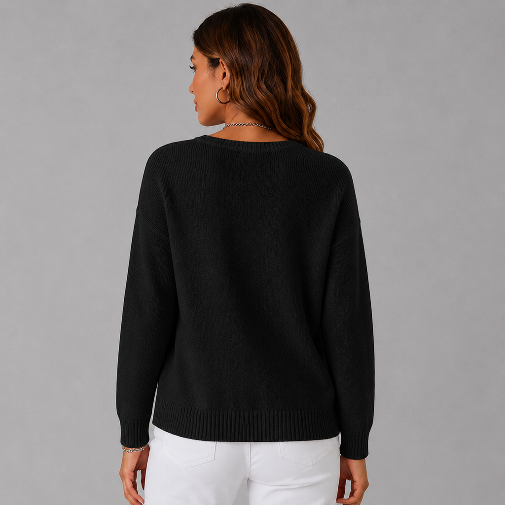Women's Relaxed Henley Jumper with Ribbed Cuffs, view 7