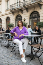 Women's Relaxed Hooded Knit Cardigan with Button Front, view 13