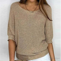 Women's Relaxed Knit Jumper with Wide Sleeves, Khaki, view 1