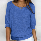 Women's Relaxed Knit Jumper with Wide Sleeves, Blue, view 4