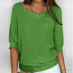 Women's Relaxed Knit Jumper with Wide Sleeves, Green, view 6