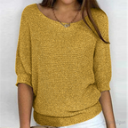Women's Relaxed Knit Jumper with Wide Sleeves, Yellow, view 7