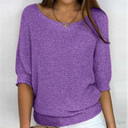 Women's Relaxed Knit Jumper with Wide Sleeves, Purple, view 8