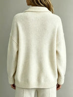 Women's Relaxed Knit Polo Jumper with Gold Buttons, view 2