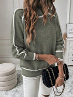 Women's Relaxed Turtleneck Jumper with White Contrast Trim, view 5
