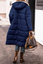 Women's Reversible Hooded Puffer Coat with Sherpa Texture, view 6