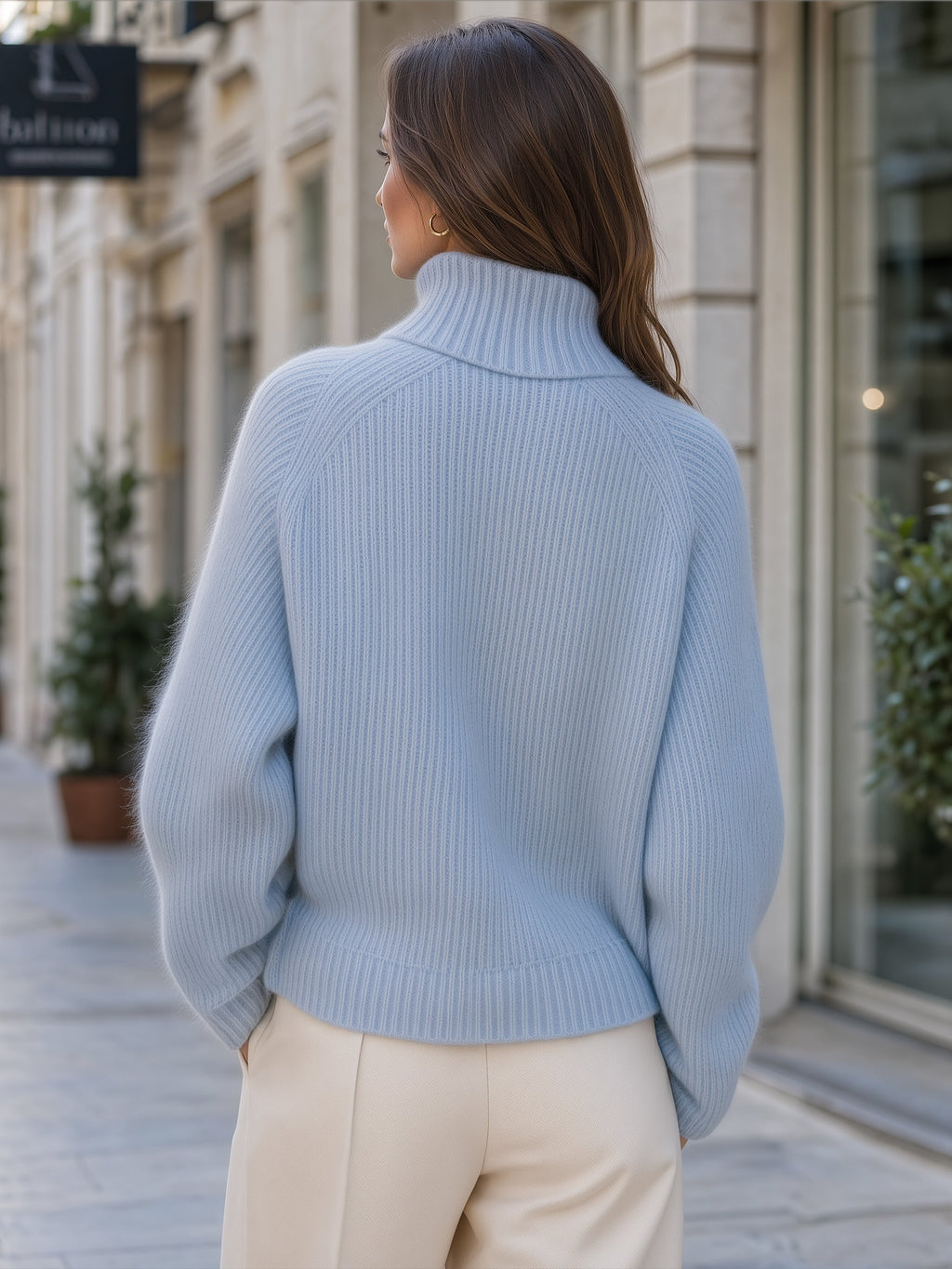 Women's Ribbed Half-Zip Jumper with Stand Collar, view 2