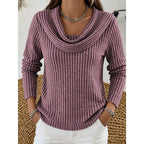 Women's Ribbed Jumper with Draped Cowl Neck, Purple, view 9