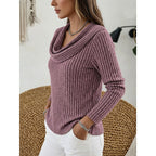 Women's Ribbed Jumper with Draped Cowl Neck, view 10