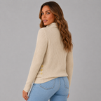 Women's Ribbed Turtleneck Jumper with Side Buttons, view 3