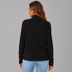 Women's Ribbed Turtleneck Jumper with Side Buttons, view 10