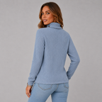 Women's Ribbed Turtleneck Jumper with Side Buttons, view 13