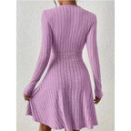 Women's Ribbed Wrap V-Neck Mini Dress, view 2