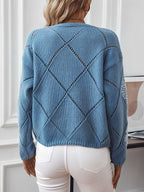Women's Sequin Diamond Knit Jumper with Puff Sleeves, view 2