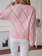Women's Sequin Diamond Knit Jumper with Puff Sleeves, view 7