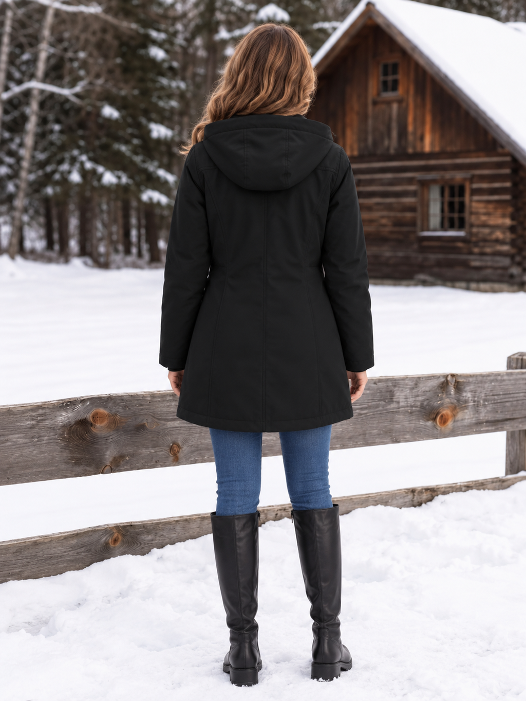 Women's Sherpa-Lined Hooded Parka with Drawstring Waist, view 9