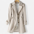 Women's Single-Breasted Longline Trench Coat, Beige, view 5