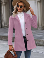 Women's Stand-Collar Coat with Flared Hem, view 6