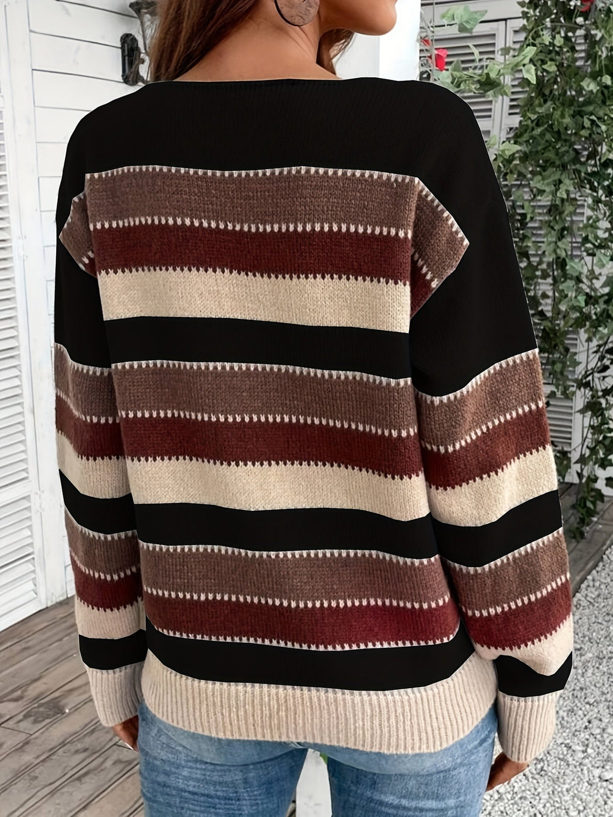 Women's Striped Colour Block Knit Jumper, view 2